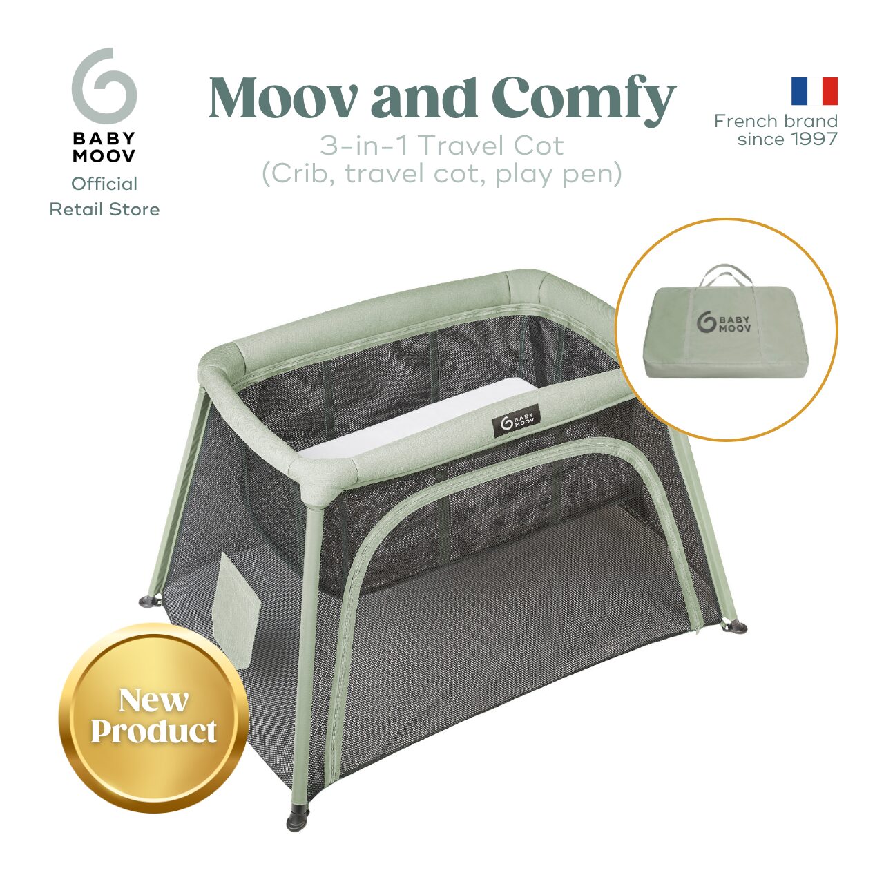 Babymoov Travel Crib and Bed 3-in-1 Moov and Comfy