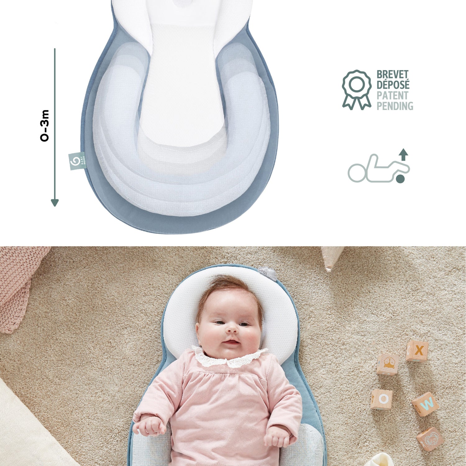 Babymoov Cosydream Newborn Baby Lounger - Mosaic