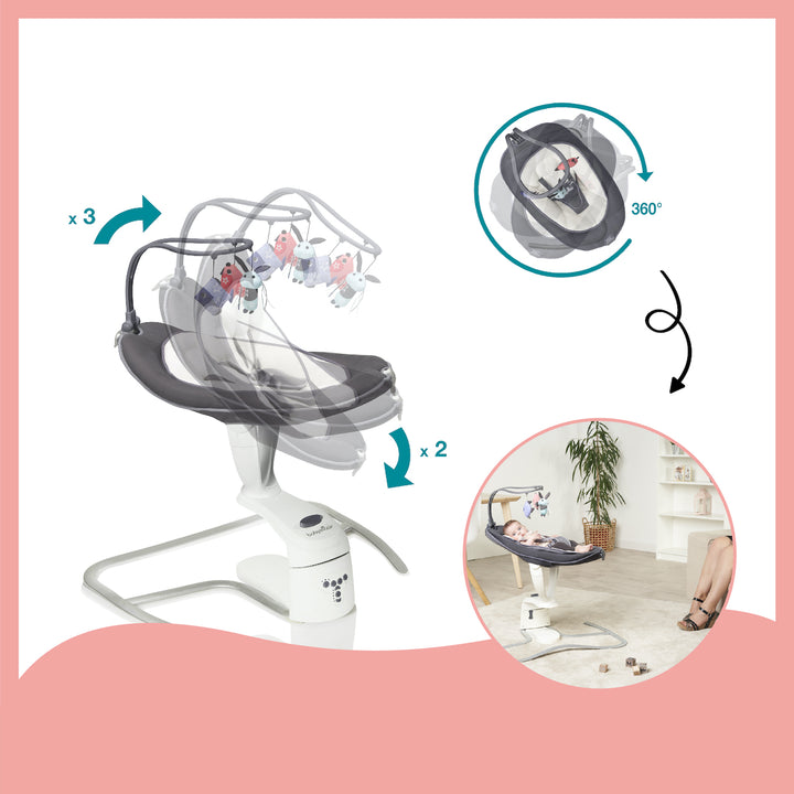 Babymoov Swoon Motion 360° Swing and Rocker - Blue Petal