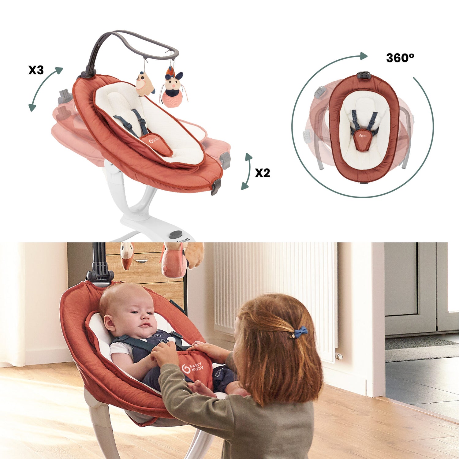 Babymoov Swoon Motion 360° Swing and Rocker - Terra Cotta