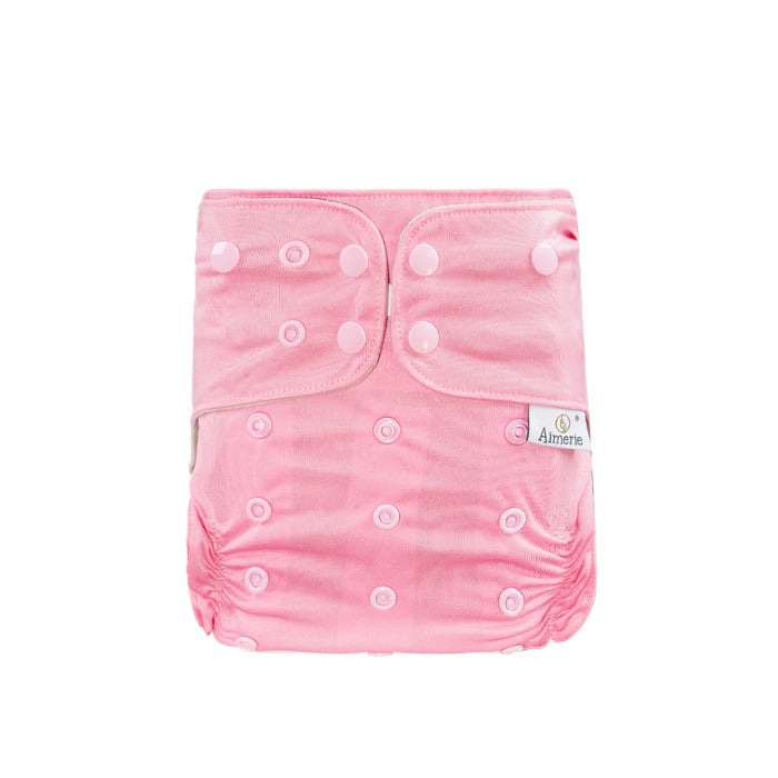 Aimerie Econo Cloth Diaper with Newborn Charcoal Insert- Pink Bubble Tea