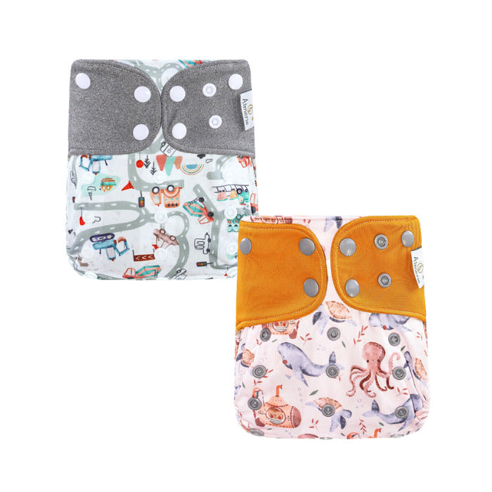 Aimerie Special Cloth Diaper with Newborn Charcoal Insert - City and Sunken