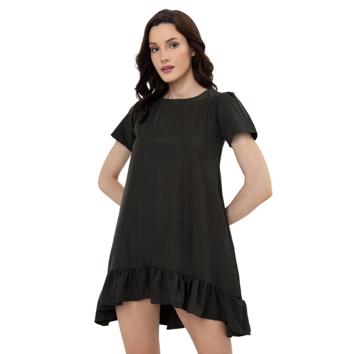 Mum and Tuck Angel Sleeved Asymmetrical Maternity Dress / Long Top - Army Green