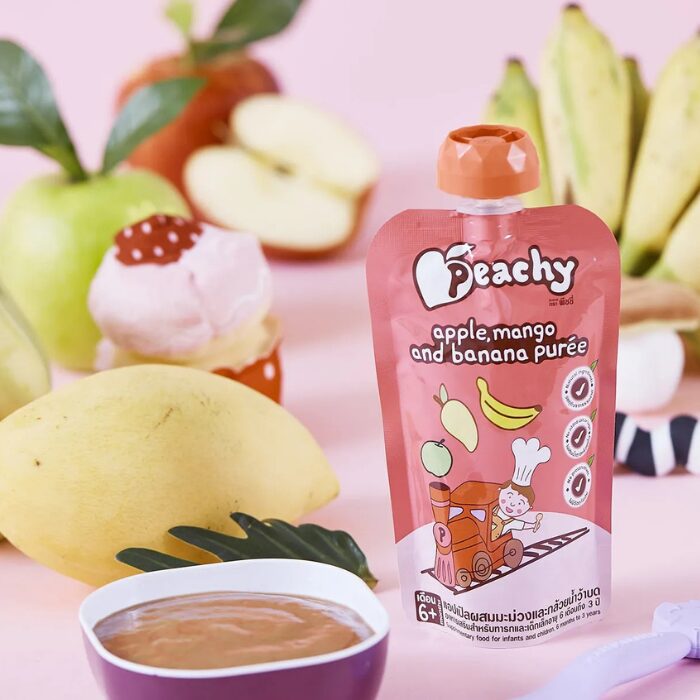 Peachy Baby Natural Baby Food - Apple, Mango and Banana Purèe - 110g