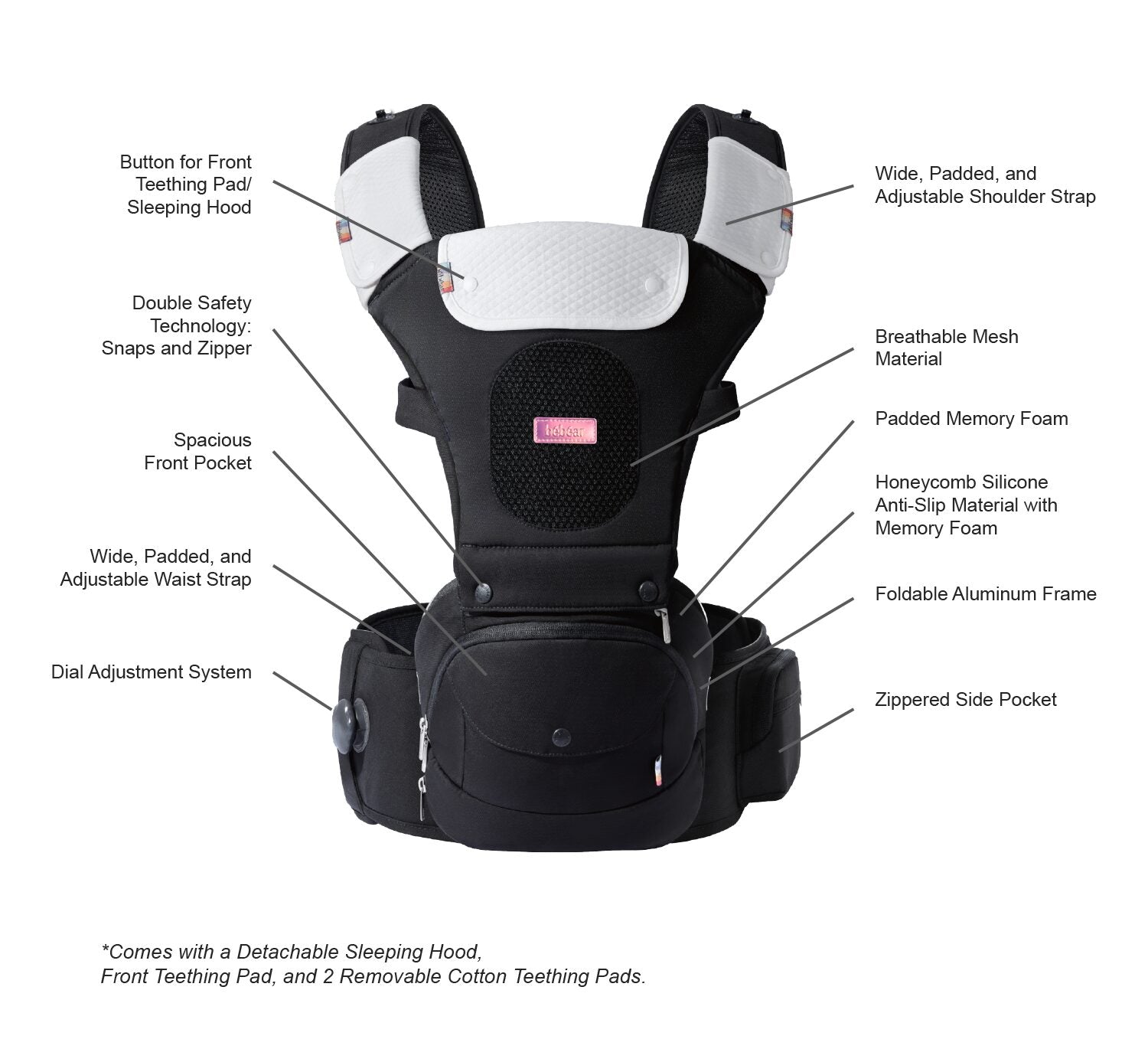 Bébéar aX Aero Pro Foldable Aluminum Hip Seat Carrier - Pearl White
