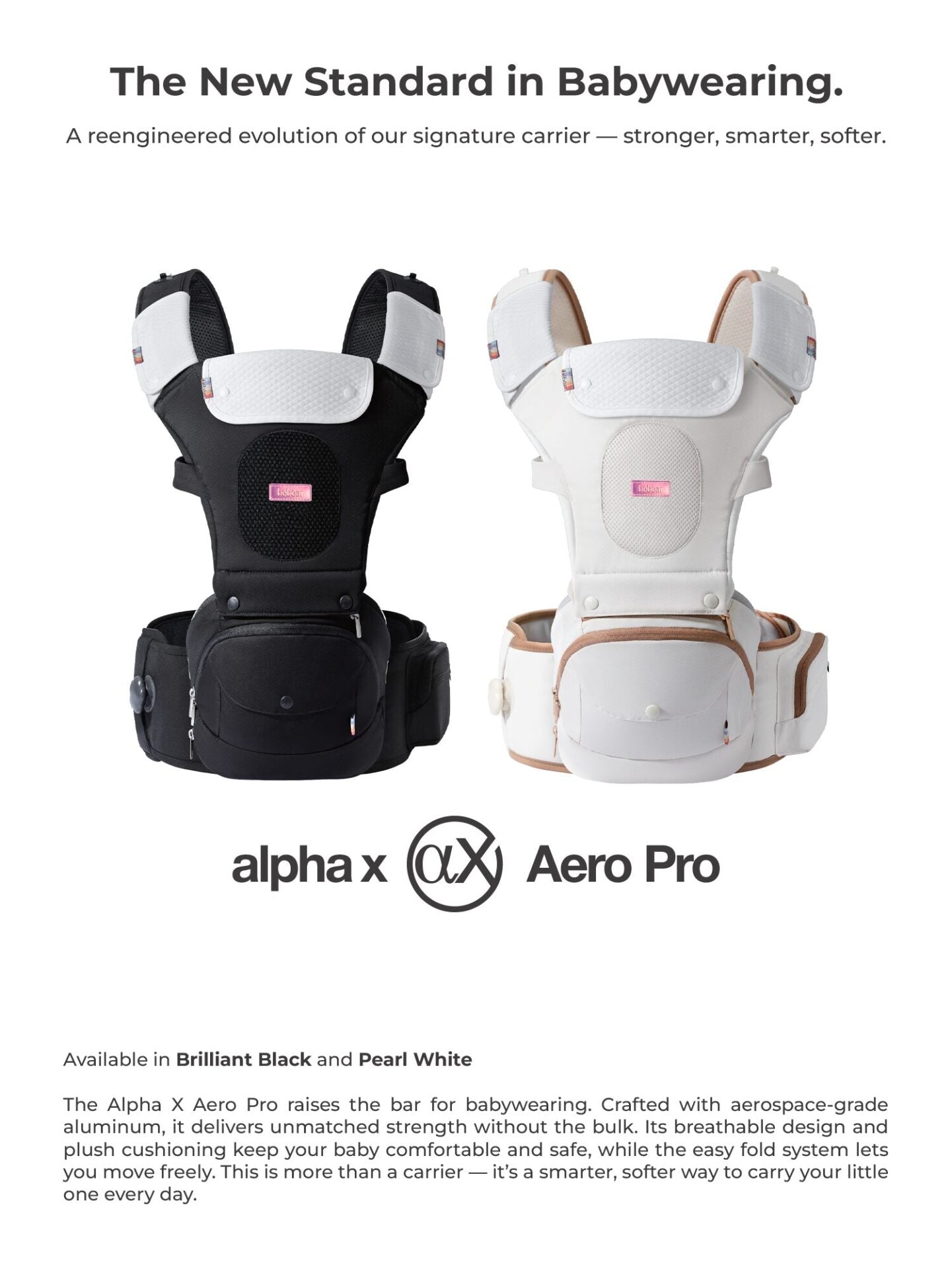 Bébéar aX Aero Pro Foldable Aluminum Hip Seat Carrier - Pearl White