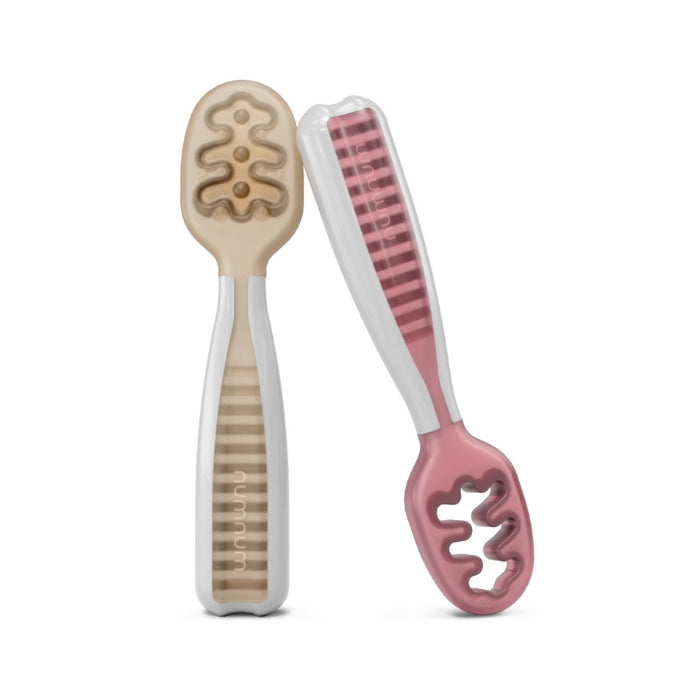Numnum Baby Self-Feeding Prespoons GOOtensils (Set of 2) - Beige and Mauve