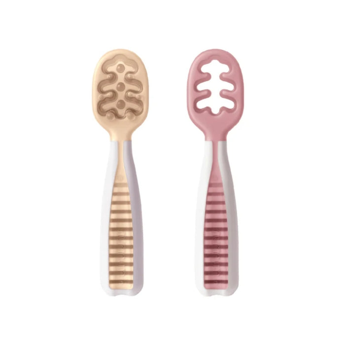 Numnum Baby Self-Feeding Prespoons GOOtensils (Set of 2) - Beige and Mauve