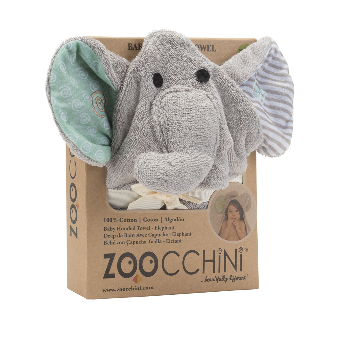 Zoocchini Baby Hooded Towel - Elle the Elephant