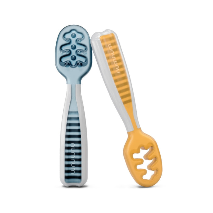 Numnum Baby Self-Feeding Prespoons GOOtensils (Set of 2) - Blue and Orange