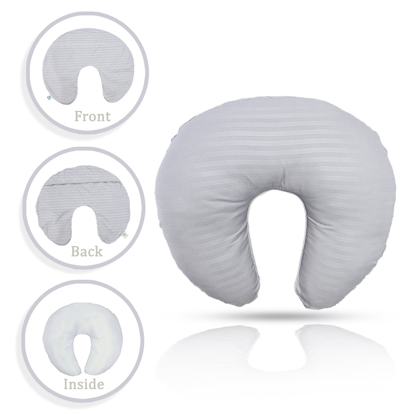 Baby Wonder Nursing Pillow with Removable Case - Gray Stripes