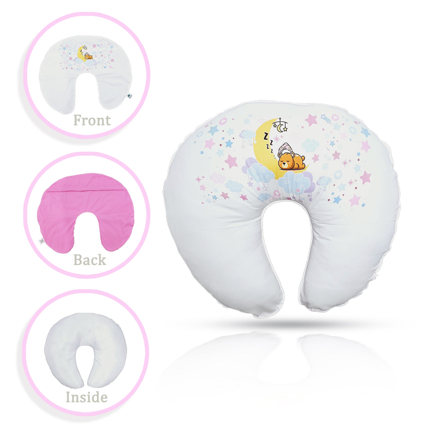 Baby Wonder Nursing Pillow with Removable Case - Pink Sleeping Bear