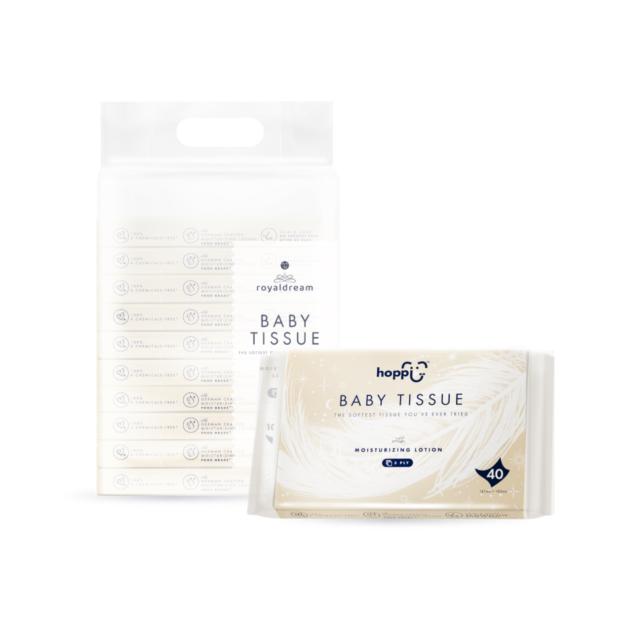 Hoppi Baby Tissue 40 sheets (10 in 1 Bundle Pack)