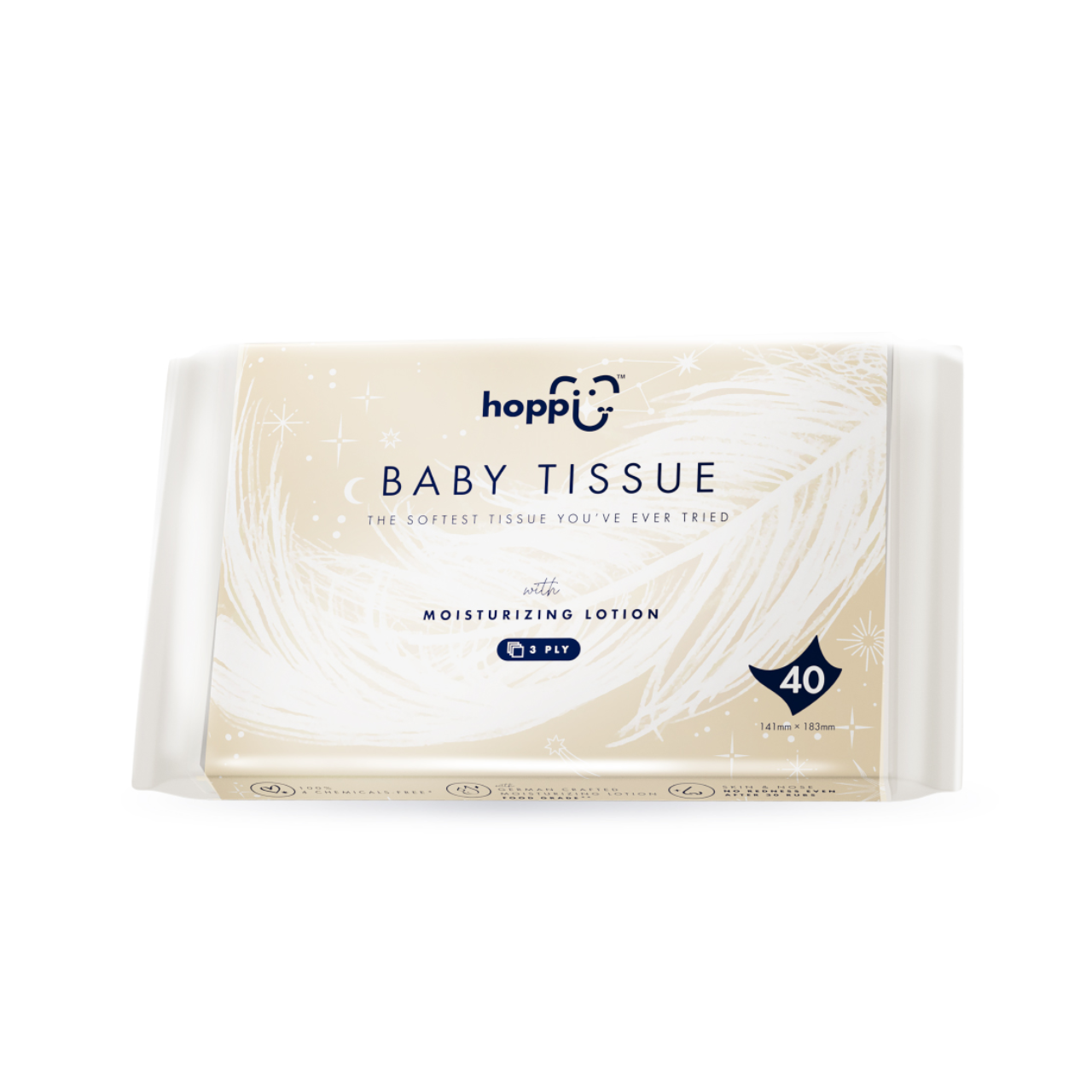 Hoppi Baby Tissue 40 sheets (10 in 1 Bundle Pack)
