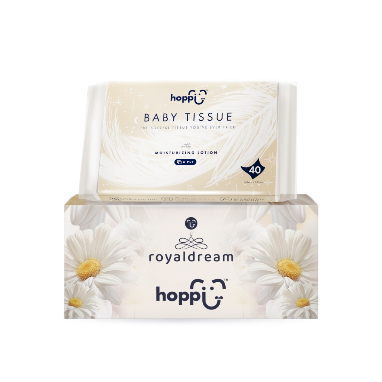 Hoppi Baby Tissue 40 sheets (10 in 1 Bundle Pack)