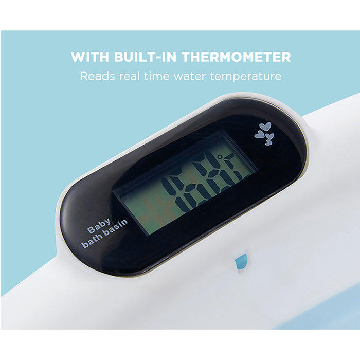 Babybee Collapsible Baby Bathtub with Thermometer Blue
