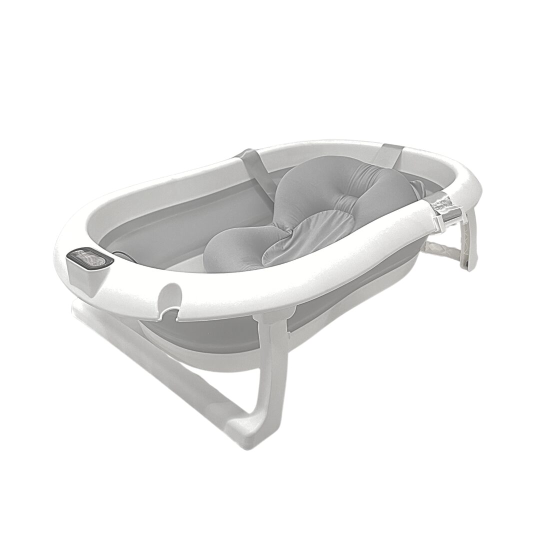 Babybee Collapsible Baby Bathtub with Thermometer - Grey