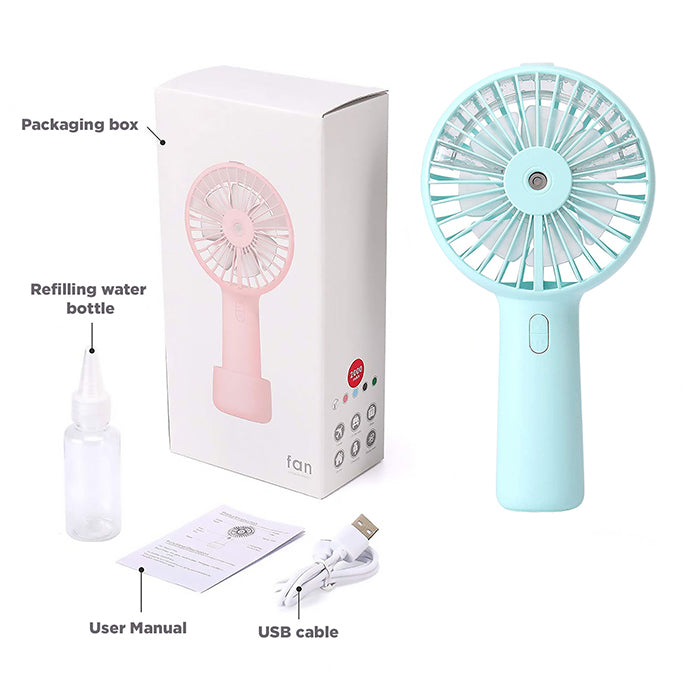 Babybee Rechargable Hand Fan with Mist - Blue