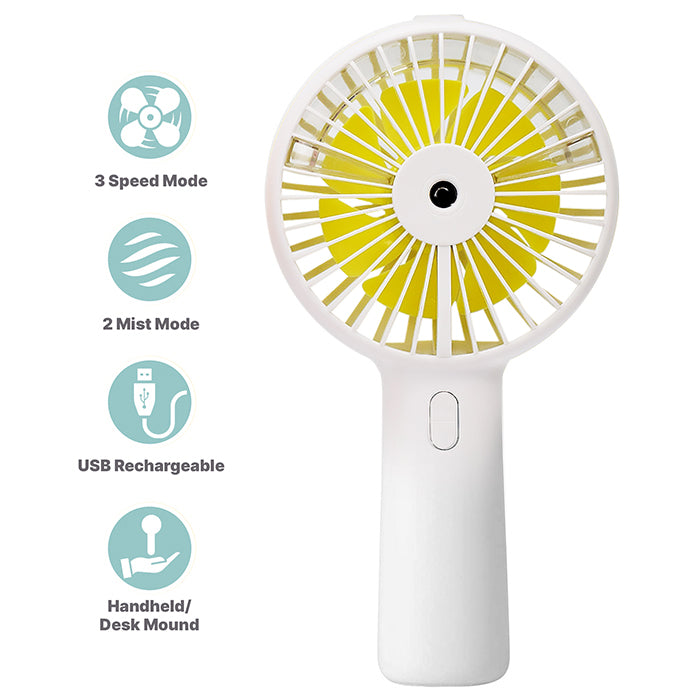 Babybee Rechargable Hand Fan with Mist - White