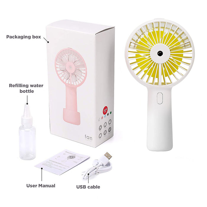 Babybee Rechargable Hand Fan with Mist - White