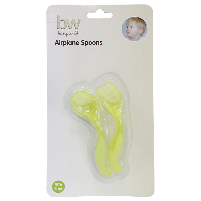 Babyworld Airplane Spoon - Clear Neon Green