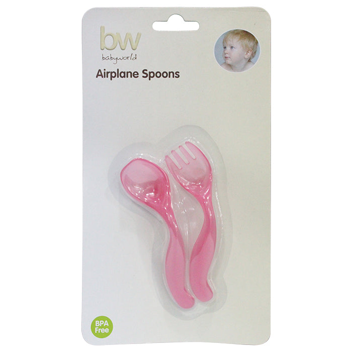 Babyworld Airplane Spoon - Clear Pink