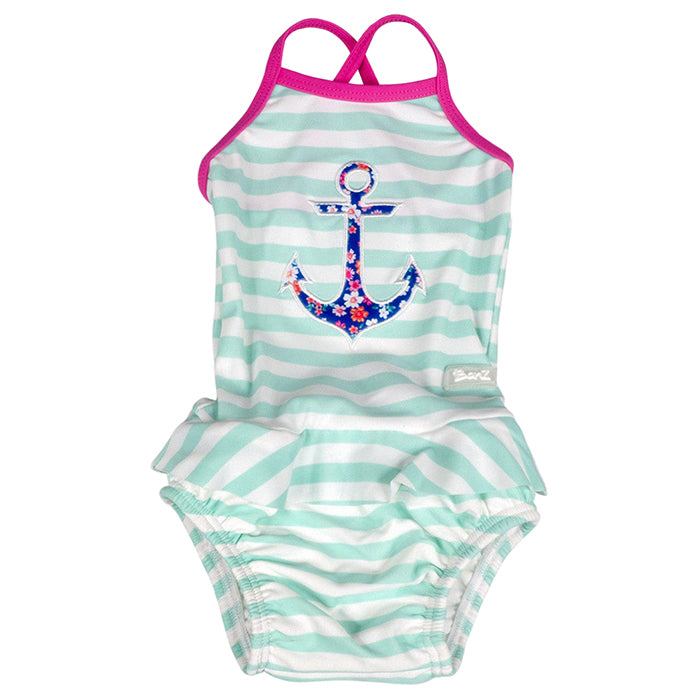 Banz Girls One-Piece Swimsuit with Frill - Anchor