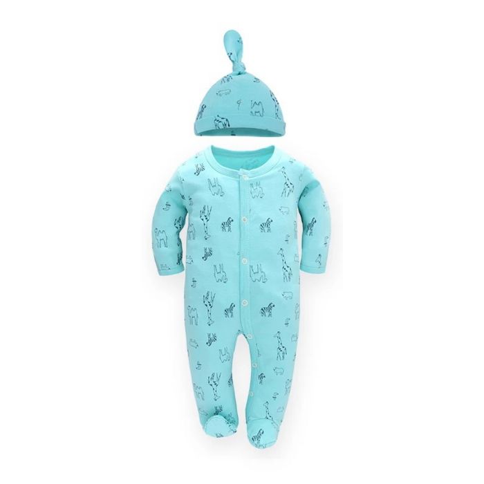 Bao Bei PH Coby Frogsuit + Matching Hat Set - Blue Animals - Small