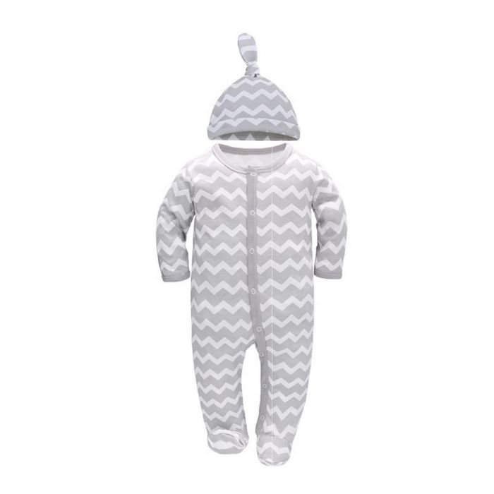 Bao Bei PH Coby Frogsuit + Matching Hat Set - Gray Chevron - Small