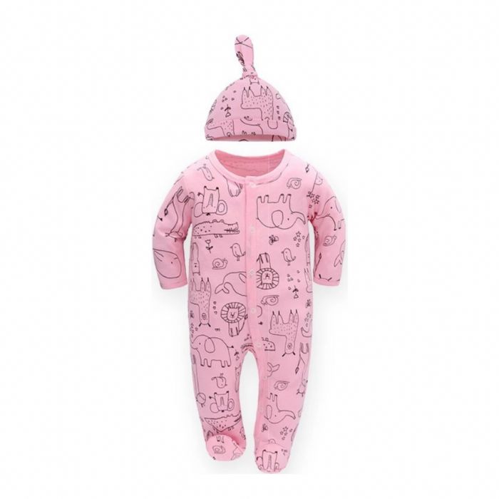 Bao Bei PH Coby Frogsuit + Matching Hat Set - Pink Animals - Small