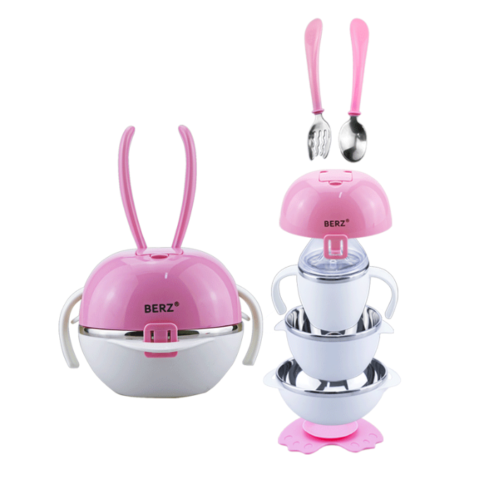 Berz UK Rainbow Bunny Dinnerware - Pink
