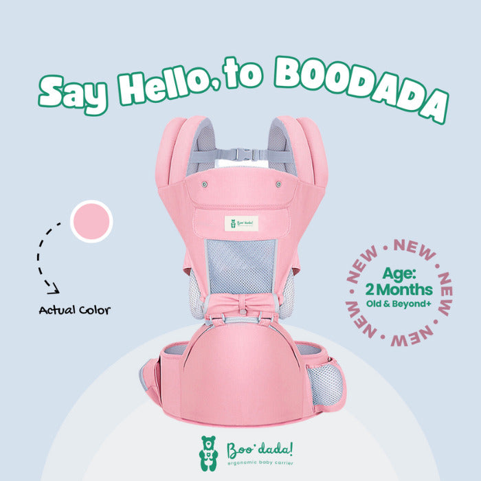 Boodada Multifunctional Ergonomic Hip Seat Baby Carrier - Pink Salmon