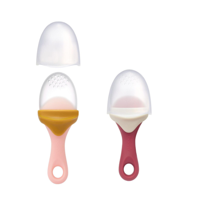 Boon Pulp Silicone Feeder 2-Pack - Orange/Pink and  White/Mauve