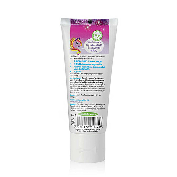 Brush-Baby Kids Natural Toothpaste 50ml - Strawberry Unicorn