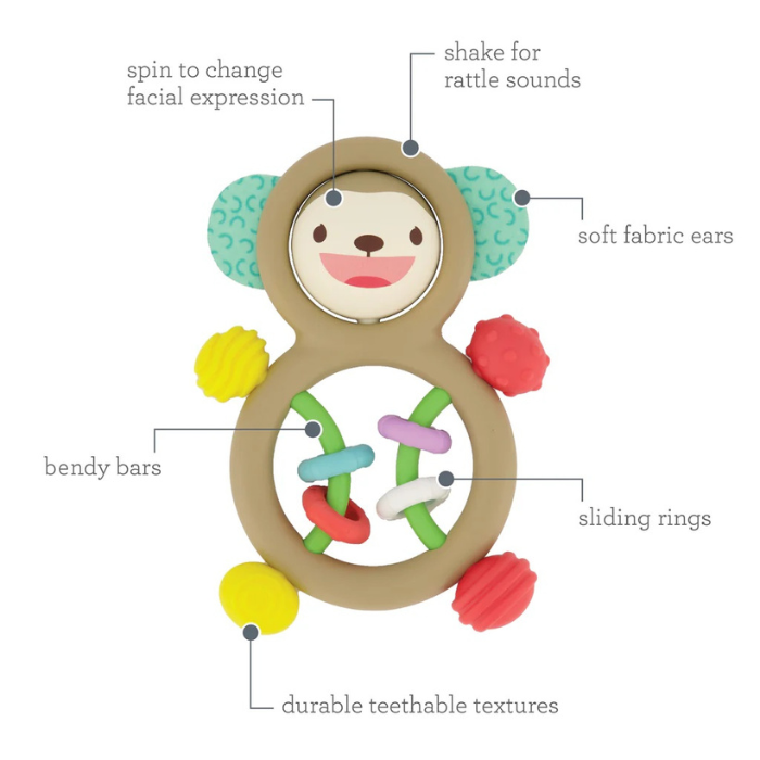 Infantino Busy Lil Sensory Rattle - Monkey
