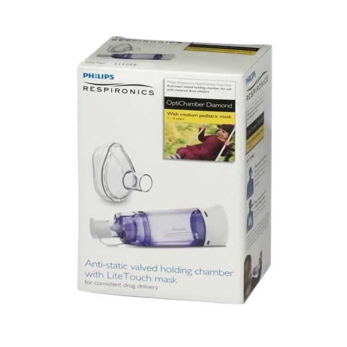 Philips Respironics Anti-static Valved Holding Chamber with LiteTouch Mask Medium (1 year to 5 years)