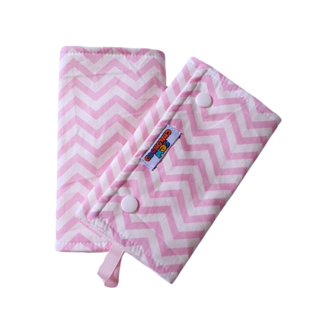Sew Childhood Carrier Suck Pads Aka Drool Pads - Pink Mini Chevron