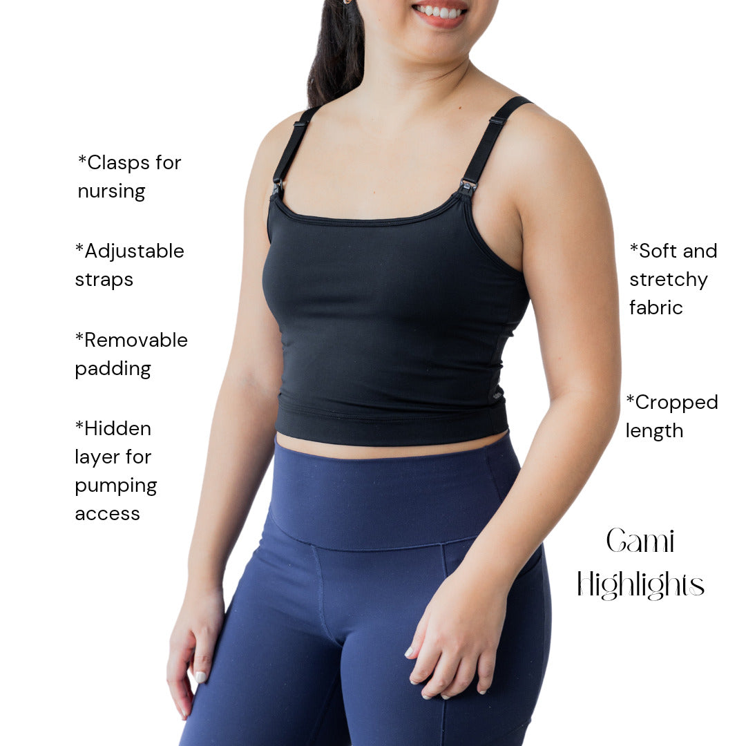 Elation Nursing and Hands-free Pumping Cami - Black