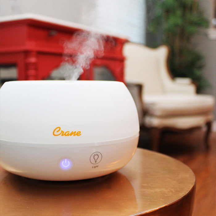 Crane 2-in-1 Personal Cool Mist Humidifier with Aroma Diffuser (Essential Oil Compatible) - White
