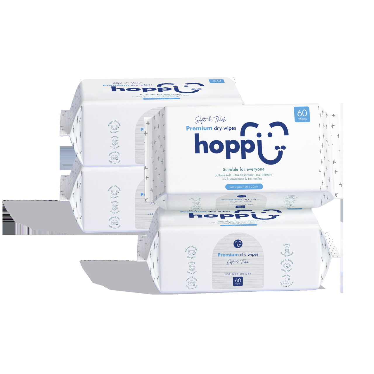 Hoppi Dry Wipes 60s Single Pack
