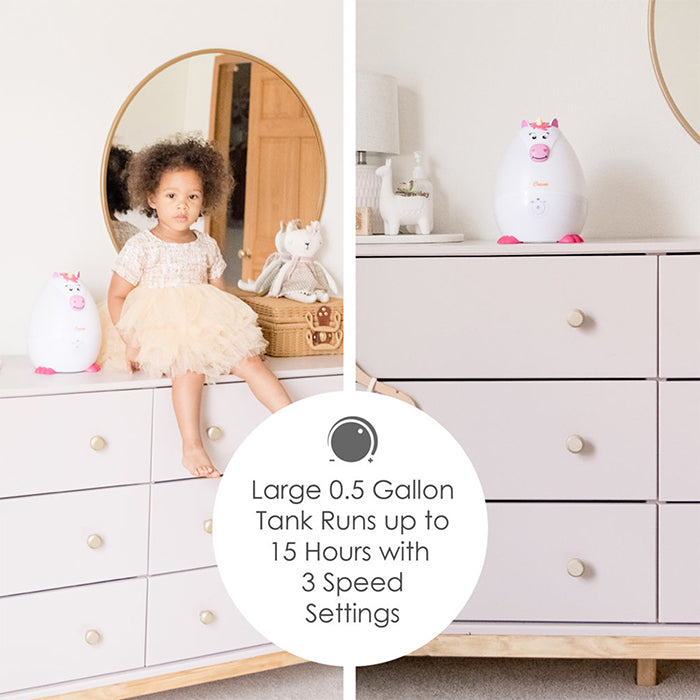 Crane Adorable Unicorn 2 in 1 Filter Free Cool Mist Humidifier with Aroma Diffuser and Nightlight
