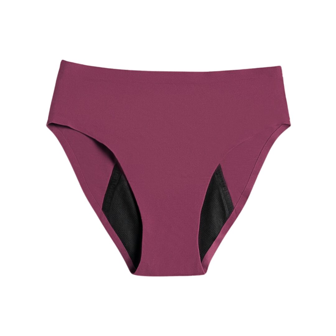 Ecoflo Sustainable Leak Proof Underwear Heavy Flow High Waist Snug Bikini - Maroon Plum