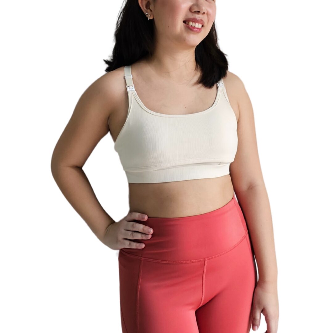 Elation Scoop Neck Nursing and Hands-free Pumping Bra - Cream