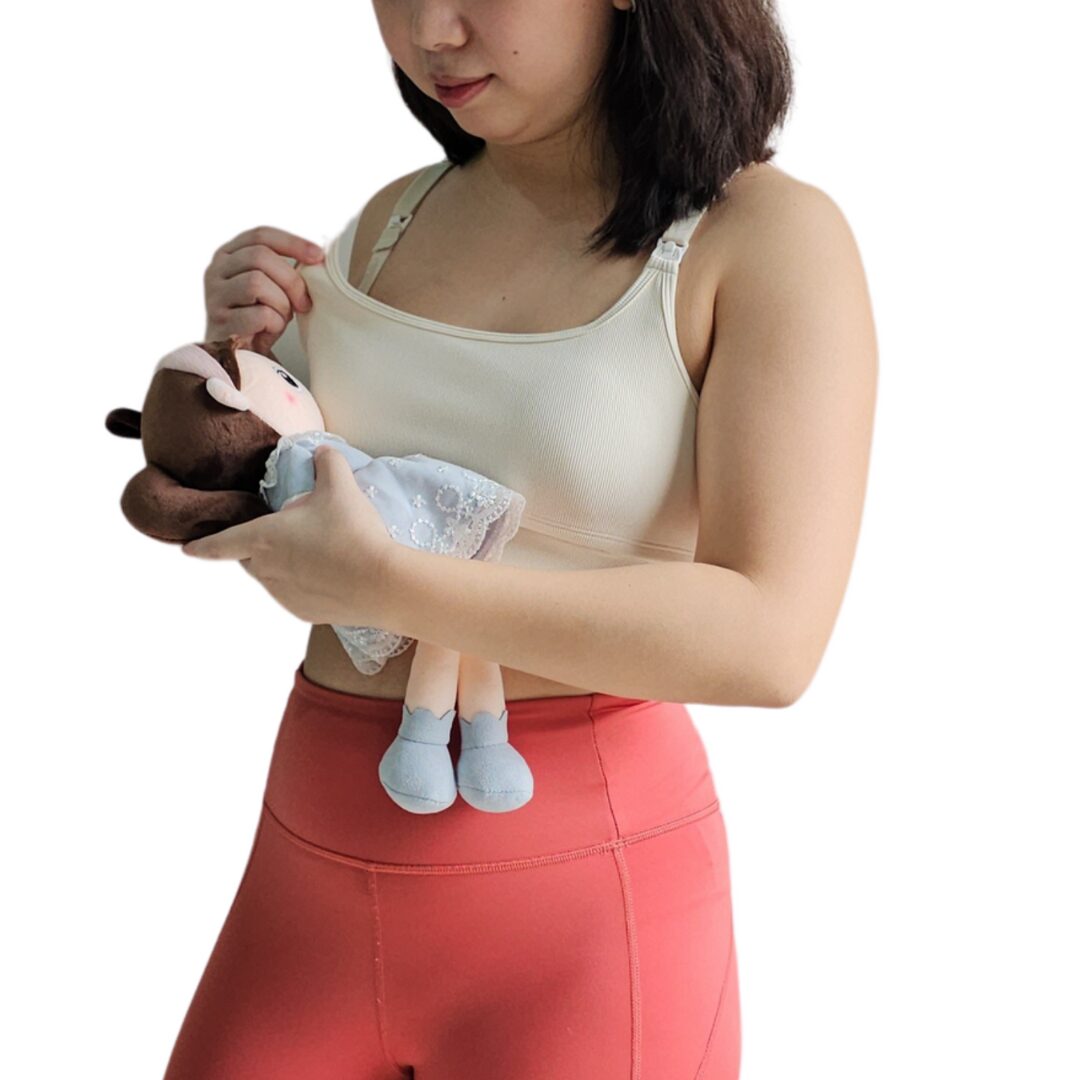 Elation Scoop Neck Nursing and Hands-free Pumping Bra - Cream