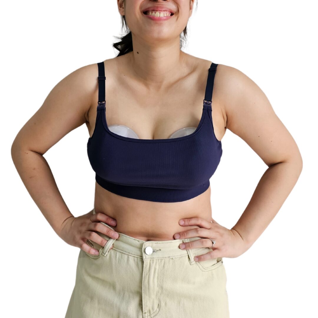 Elation Scoop Neck Nursing and Hands-free Pumping Bra in - Navy