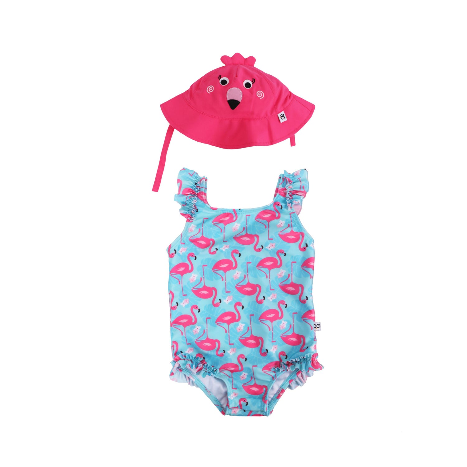 Zoocchini Girl Snap Swimsuit and Sunhat Set - Franny the Flamingo