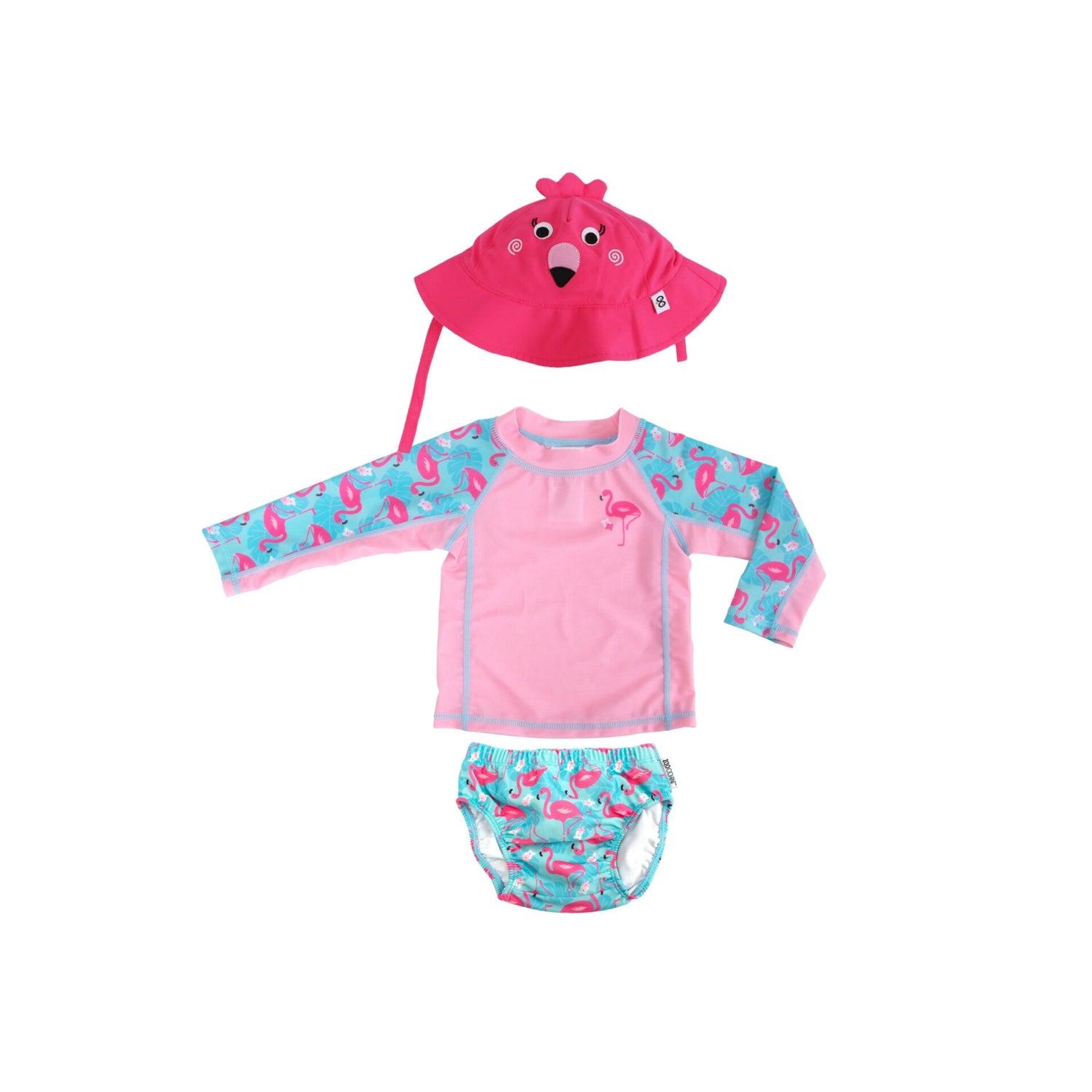 Zoocchini 3-Piece Set (Sunhat, Rashguard, Swim Diaper) - Franny the Flamingo