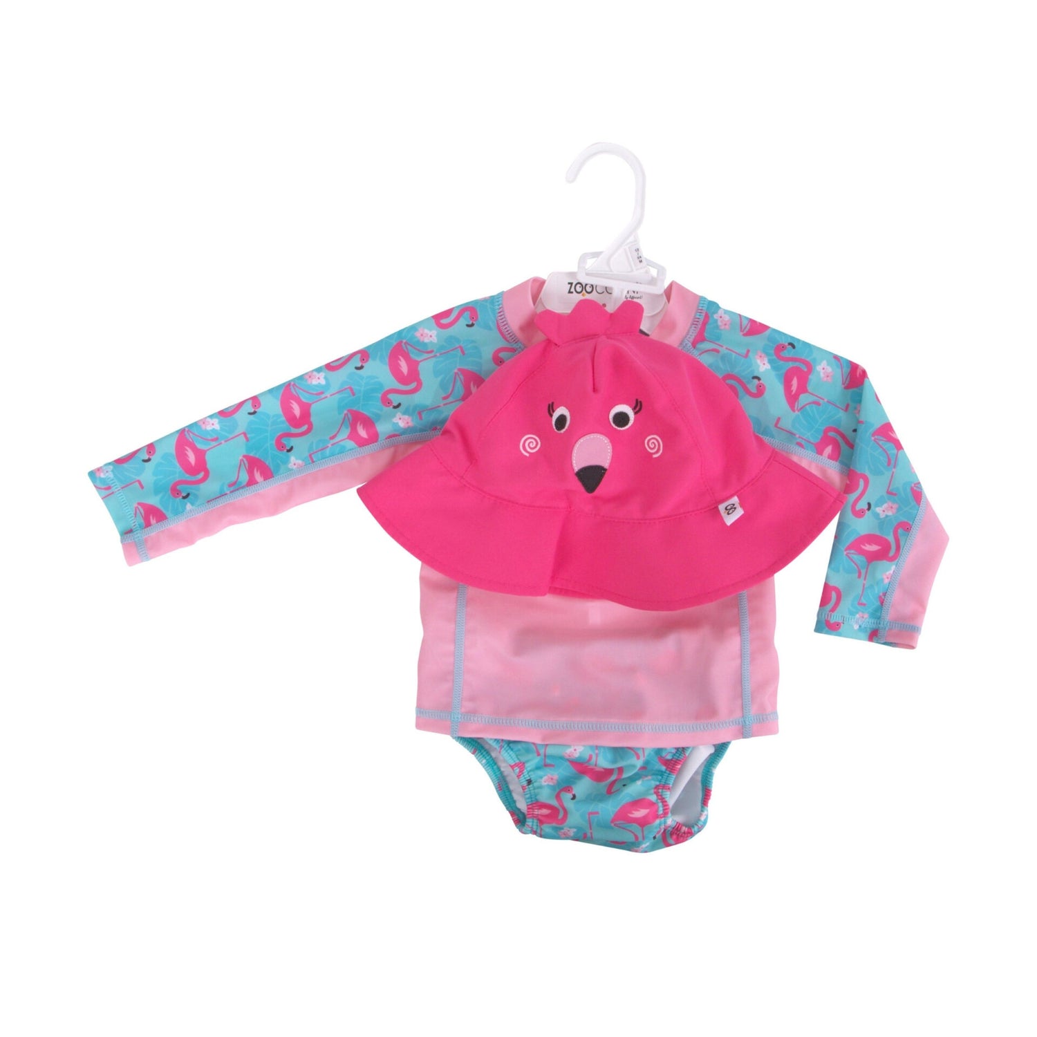 Zoocchini 3-Piece Set (Sunhat, Rashguard, Swim Diaper) - Franny the Flamingo