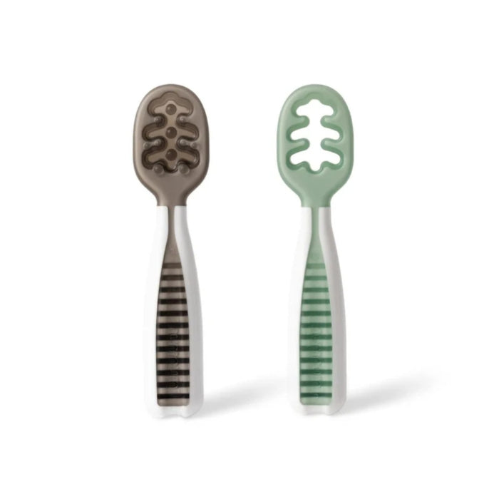 Numnum Baby Self-Feeding Prespoons GOOtensils (Set of 2) - Grey and Green