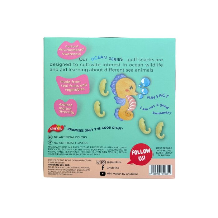 Gnubkins Cutie Puffs Seahorse Shaped Puffs with Apple and Broccoli